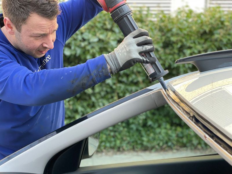 Windshield replacement job in the Historic Fourth Street neighborhood of Sioux City